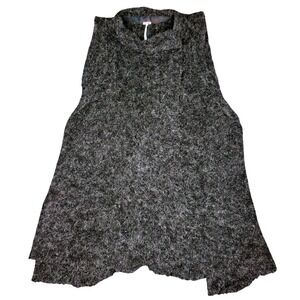 Free People Stand and Deliver Swing Vest XS Charcoal Grey Wool Alpaca Cape 026